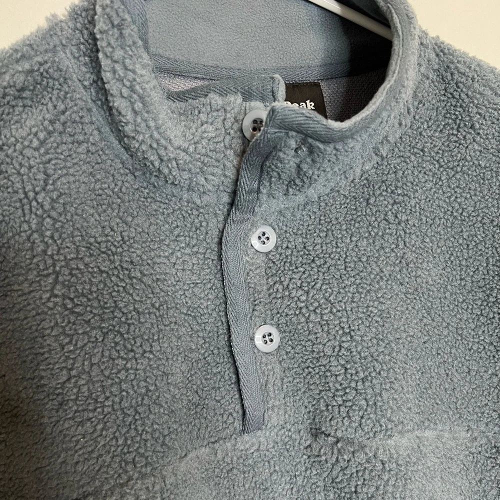 Grays Peak Outdoors Men’s Slate Blue Sherpa Fleece Pullover Jacket XL NEW Button